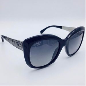 CHANEL Black Square Cat Eye Polarized Sunglasses